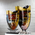 Vaza decorativa Pearls, Sticla, Multicolor, 35x58x10 cm, GILDE