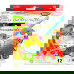 Set 12 Creioane Color DACO Maxi, Ascutitoare Inclusa, Corp din Lemn Hexagonal