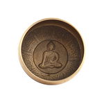 Vas tibetan – Bol cantator auriu cu Buddha Medicine si cele 8 simboluri – Mare, 