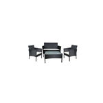 Set mobilier gradina MCT Garden-1172, 1 masa, 1 canapea si 2 fotolii, Poliratan, 105x49x73 cm, Negru/Crem