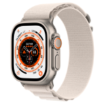 Smartwatch Apple Watch Ultra Cellular, ecran LTPO OLED, Bluetooth, Wi-Fi, GPS, Bratara textil S 49mm, Carcasa titanium, Rezistent la apa 10ATM (Roz)