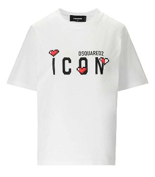 DSQUARED2 DSQUARED2 ICON GAME LOVER EASY WHITE T-SHIRT White, DSQUARED2