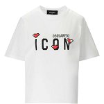 DSQUARED2 DSQUARED2 ICON GAME LOVER EASY WHITE T-SHIRT White, DSQUARED2