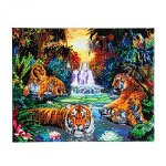 Set creativ tablou cu cristale Crystal Art Tigers at the Jungle Pool 40x50cm Craft Buddy CAK-A23