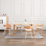 Set scaune de bucatarie vidaXL, 4 buc, crem, lemn curbat & piele ecologica, 49 x 51,5 x 71,5 cm, 13.26 kg