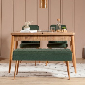Set masă și scaune extensibile (4 bucăți) Vina 0701 - 3 - Anthracite, Atlantic Extendable Dining Table & Chairs Set 15, Stejar, 77x75x120 cm, Vella