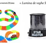 Pista flexibila 220 piese, cu masinuta + Cadou Lampa de veghe Star master, cu cablu USB, Stefano Gift