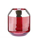 SMILLA, Suport de tea lights din sticla, rosu, h.14 cm, d.12 cm, FINK