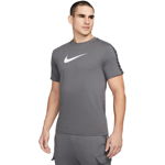 Nike, Tricou cu decolteu la baza gatului si imprimeu logo Repeat, Gri, S