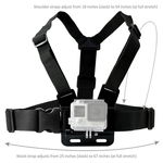 Sistem de prindere pe piept cu trepied rotativ si suport telefon Harness pentru camere video sport, Ajustabil, Negru, OEM