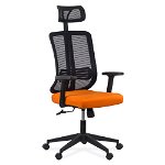 Scaun ergonomic de birou din plasă neagră, cu tetieră și brațe reglabile OFF 402 portocaliu, 