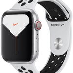 Watch Nike 5, GPS, Cellular, Carcasa Silver Aluminium 44mm, Pure Platinum/Black Nike Sport Band - S/M & M/L