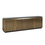 Comoda TV cu 4 usi Ironville, MDF Lemn Metal Marmura Fier, Negru Auriu, 200X45X61, Richmond Interiors