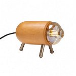 Lampa de masa Sheen 521SHN2216, Corp din lemn, 10x15 cm, IP20, E27, Maro/auriu, Sheen