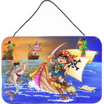 Caroline`s Treasures Boy Joc Piriate cu dolphin wall sau door Hanging Prints Multicolore 8x12, 