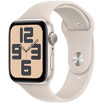 SmartWatch Apple Watch SE (2023), GPS, 44mm Aluminium Starlight cu Starlight Sport Band - S/M, Apple