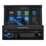 Mp5 Player Auto 1 DIN Techstar® 7100, Ecran Retractabil 7 Inch, Touchscreen, Bluetooth, USB, AUX, TF Card, MirrorLink, Navigatie, Negru, 