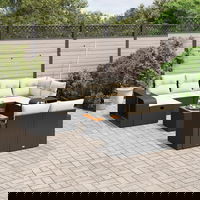 vidaXL Set canapele de grădină cu perne, 11 piese, negru, poliratan, vidaXL