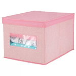 Cutie de depozitare cu capac mDesign, textil, roz, 30 x 39,4 x 24,8 cm