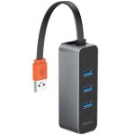 HUB 3x external network adapter USB 3.2 Gen 1 1000Mbps Gigabit Ethernet gray