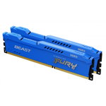Memorie FURY Beast Blue 8GB (2x4GB) DDR3 1600MHz CL10 Dual Channel Kit, Kingston