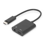 Cablu splitter USB tip C, Assmann, 3.5 mm, Negru