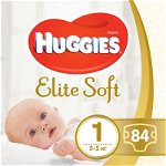 Huggies - Scutece Elite Soft Mega, marimea 1, 3-5 kg, 84 buc, Huggies