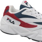Fila, Pantofi sport low-cut cu insertii de piele intoarsa sintetica 94, Alb/Bleumarin/Rosu, 37, Fila