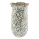Vaza decorativa ceramica alb gri Flowers 14x28 cm