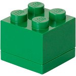 Mini cutie depozitare LEGO 2x2 verde inchis