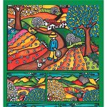 Cutie de colorat din catifea, cu 12 carioci – Peisaj de primăvară (24 x 17 x 13 cm), edituradiana.ro