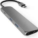 Adaptor Satechi pentru Apple Macbook, Multi Port USB-C, HDMI 4K, Space Gray, Satechi