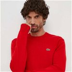 Lacoste pulover de lana barbati, culoarea rosu, Lacoste