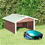 vidaXL Garaj mașină tuns iarba robot cafeniu&alb 72x87x50 cm lemn brad, vidaXL