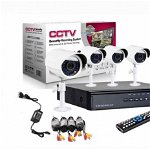 Sistem supraveghere CCTV - kit DVR 4 camere exterior/interior, cu HDMI, internet, infrarosu, optiune vizionare de pe Smartphone, Euroboutique