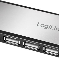 HUB extern LOGILINK porturi USB USB-A 2.0 x 4 conectare prin USB aluminiu argintiu UA0404 timbru verde 0.18 lei