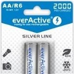Set 2 baterii reincarcabile, everActive, Silver Line, AA Ni-MH, 2000mAh, 1.2 V, Gri, EverActive