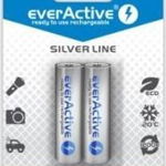 Set 2 baterii reincarcabile, everActive, Silver Line, AA Ni-MH, 2000mAh, 1.2 V, Gri, EverActive