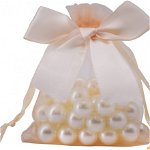 Set de 20 saculeti cu perle pentru marturii Creahaus, textil/plastic, sampanie, 7 x 9 cm