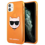 Husa Spate Karl Lagerfeld Compatibila Cu iPhone 11, Colectia Glitter Choupette Orange - 9003470, Karl Lagerfeld