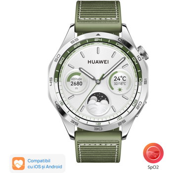 Smartwatch HUAWEI Watch GT4 46mm, GPS, Android/iOS, Green Woven Strap