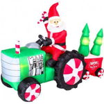 Figurina gonflabila Mos Craciun pe tractor 210 cm L x 150 cm H, Alti producatori