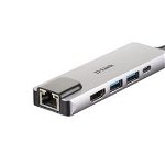 HUB USB D-LINK DUB-M520, Gigabit LAN x 1, USB 3.0 x 2, HDMI x 1, USB Type C x 1 (Argintiu), D-Link