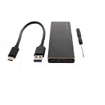 Carcasa SSD M2 SATA USB 3.1 negru cablu USB Type C inclus, OEM