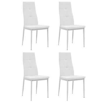 Set scaune de bucatarie vidaXL, 4 buc., alb, piele ecologica, 43 x 43,5 x 96 cm, 14.18 kg