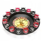 Joc ruleta cu pahare de shot, 16 pahare din sticla, 29 cm Negru/Rosu