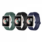 Set 3 curele din silicon pentru smartwatch Xiaomi Redmi Watch / Xiaomi Mi Watch Lite negru verde albastru, krasscom