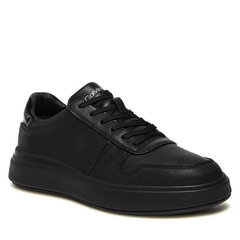 CALVIN KLEIN, Pantofi sport de piele cu logo discret, Negru, 43 CALVIN KLEIN, Pantofi sport de piele cu logo discret, Negru, 43