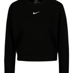 Bluza sport cropped neagra cu logo brodat pentru femei - Nike CREWNECK CROP