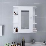 Dulap de baie cu oglindă, alb, 66 x 17 x 63 cm, MDF, Casa Practica